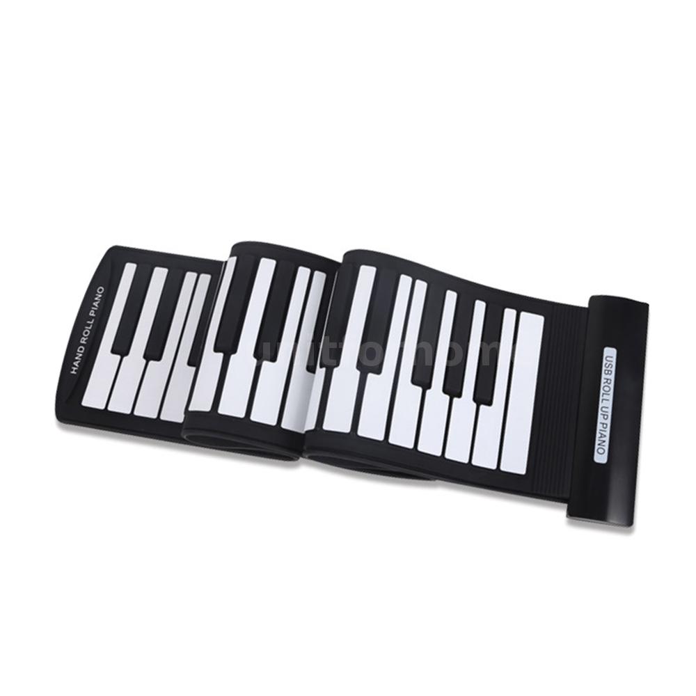 61 Keys Flexible Roll-Up Piano Electronic MIDI Keyboard W/USB Black ...